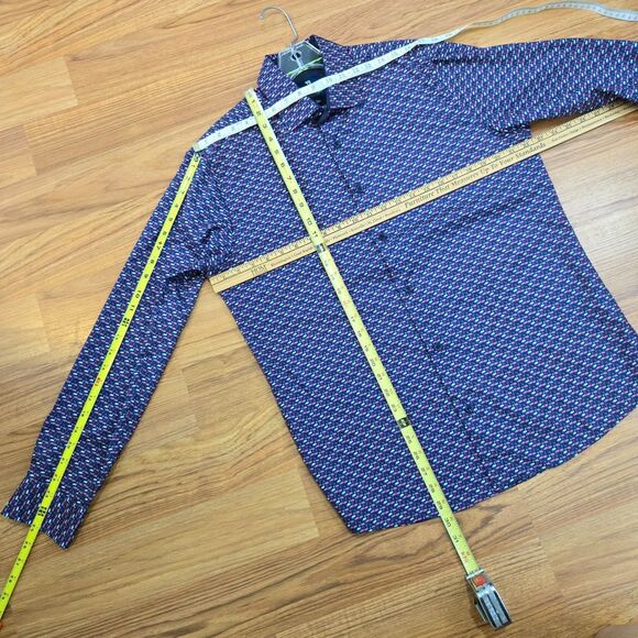 Tom Baine Performance Mens Slim Fit Shirt Size L 16-16.5 Long Sleeve Button swan - Picture 7 of 7